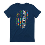 Autism Dad Awareness American Flag USA T-Shirt in Navy - back view