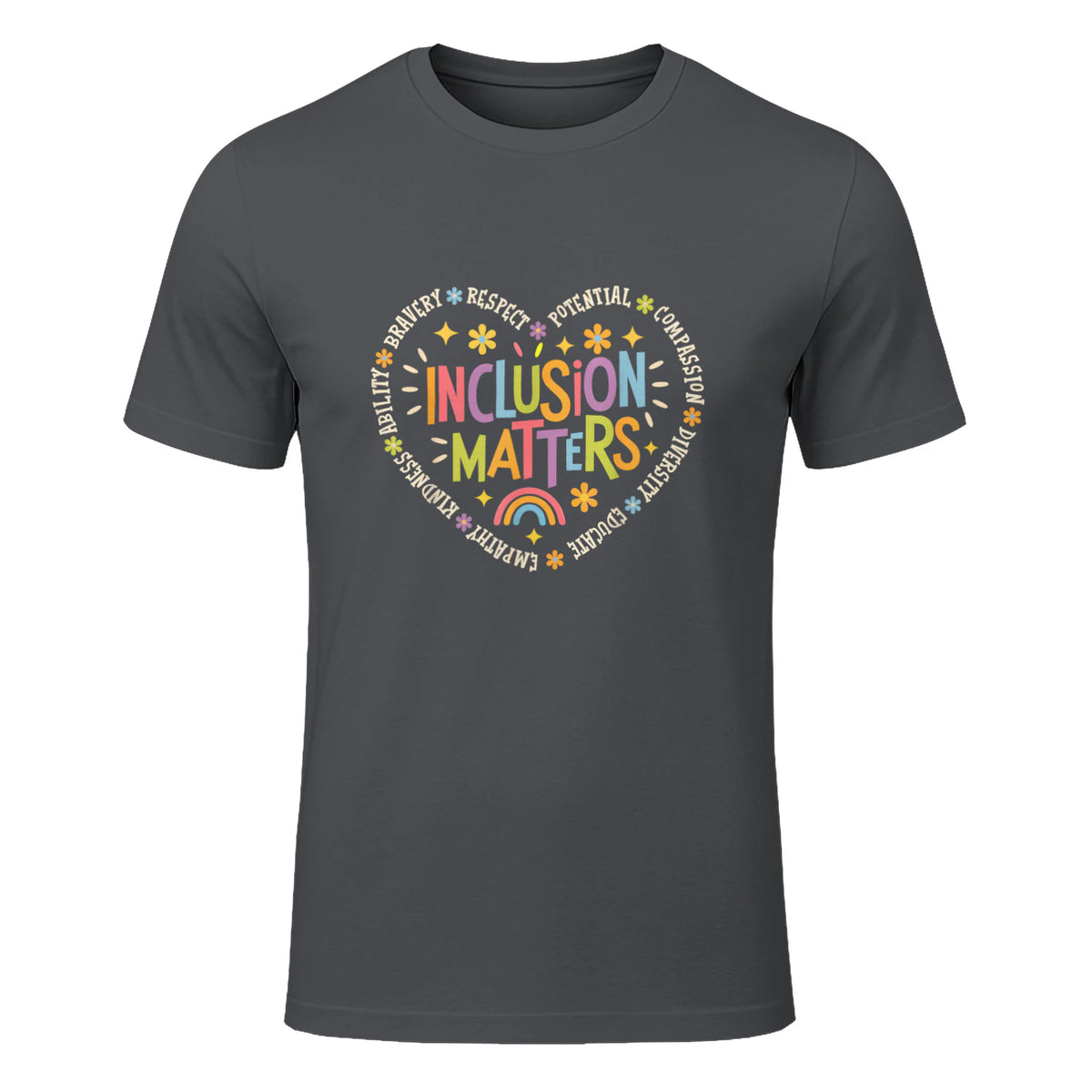 Inclusion Matters Special Education Teacher Autism Awareness in Charcoal - front view