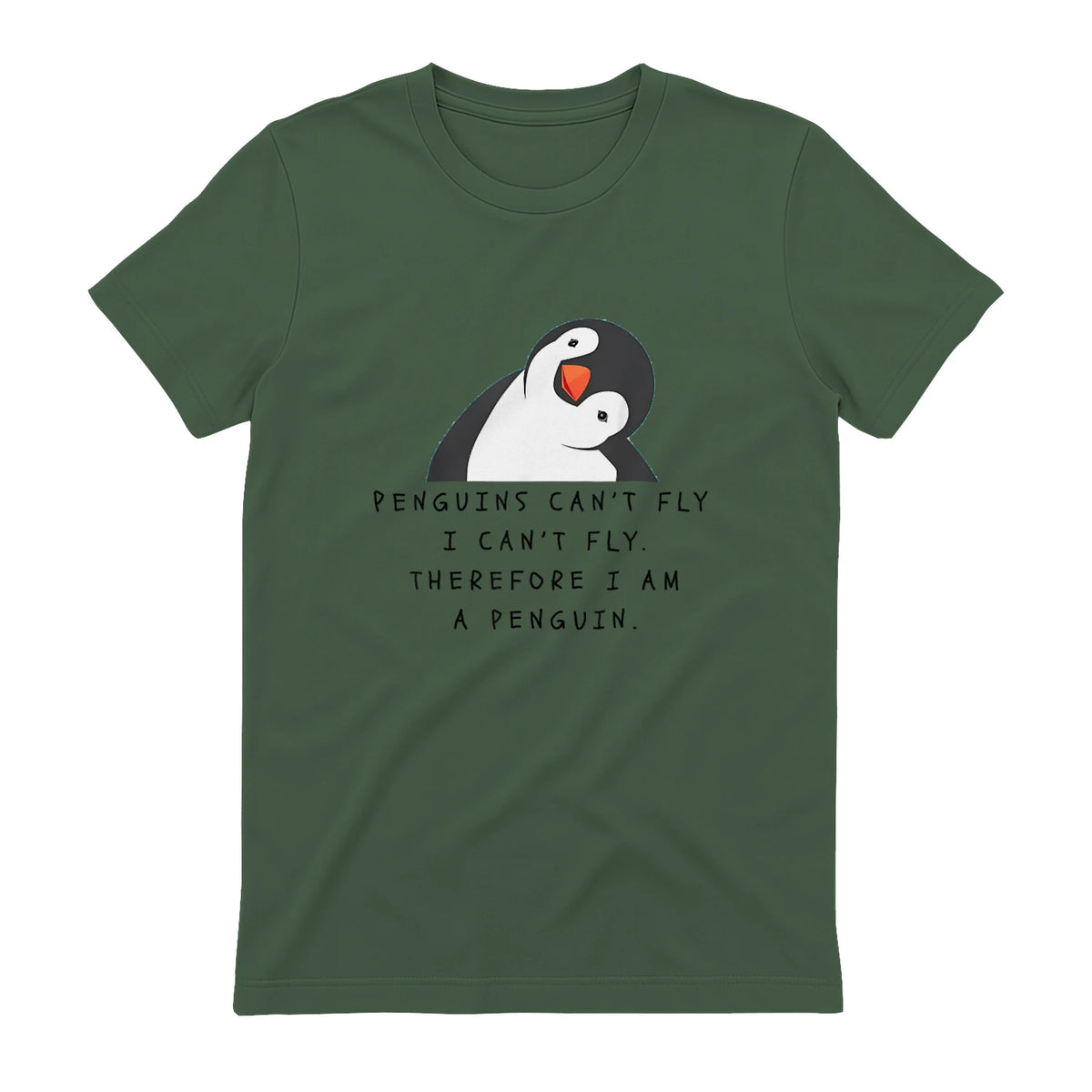 Funny Penguins T-Shirt Women and Chilldren Gift T-Shirt UK in Military Green - back view
