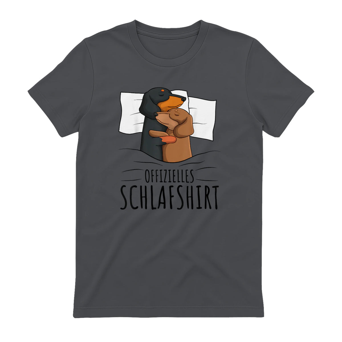 Offizielles Schlafshirt Dackel Hund Dachshund Teckel in Charcoal - back view