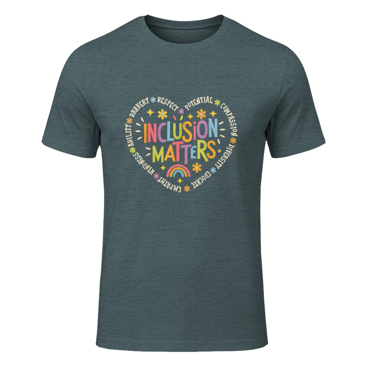 Inclusion Matters Special Education Teacher Autism Awareness in Dark Heather - front view