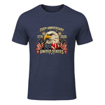 American Flag Anniversary T-Shirt in Heather Navy - front view