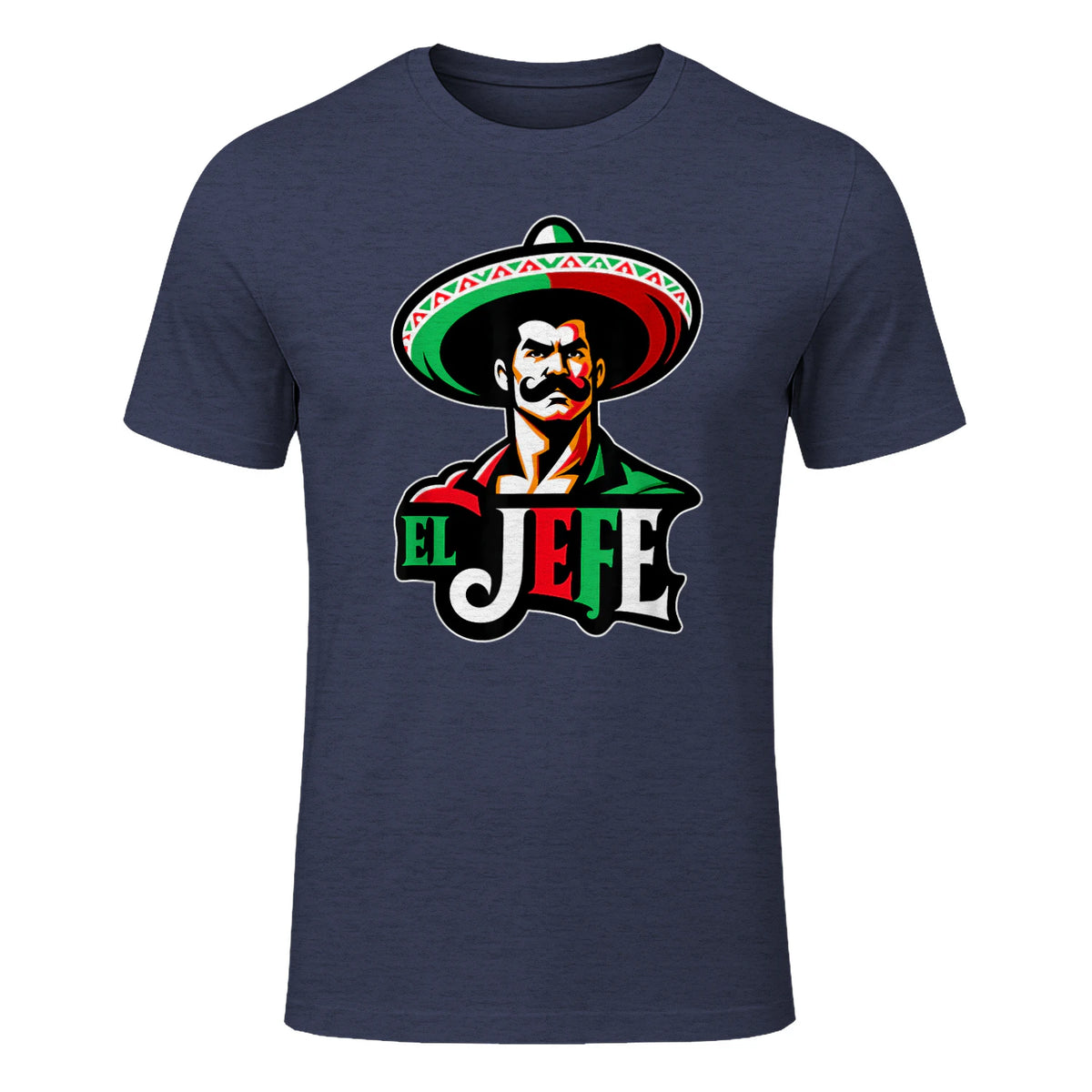 El Jefe Le Patron En Espagnol Drôle Phrase Mexicaine in Heather Navy - front view