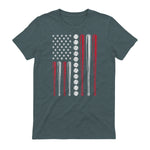 Patriotic Baseball Fourth of July USA Flag T-Shirt in Dark Heather - back view