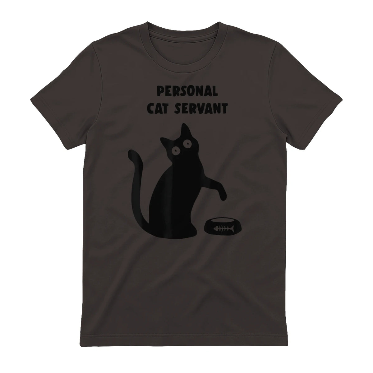 Personal Cat Servant Shirt Funny Black Cat Lover Gift in Dark Chocolate - back view