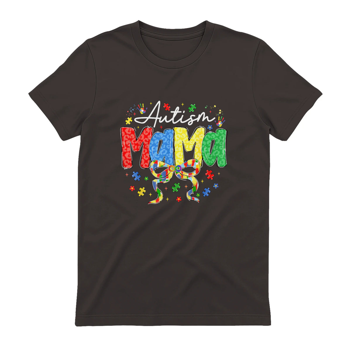 Proud Autism Mama Mom Awareness Gifts for Moms in Dark Chocolate - back view