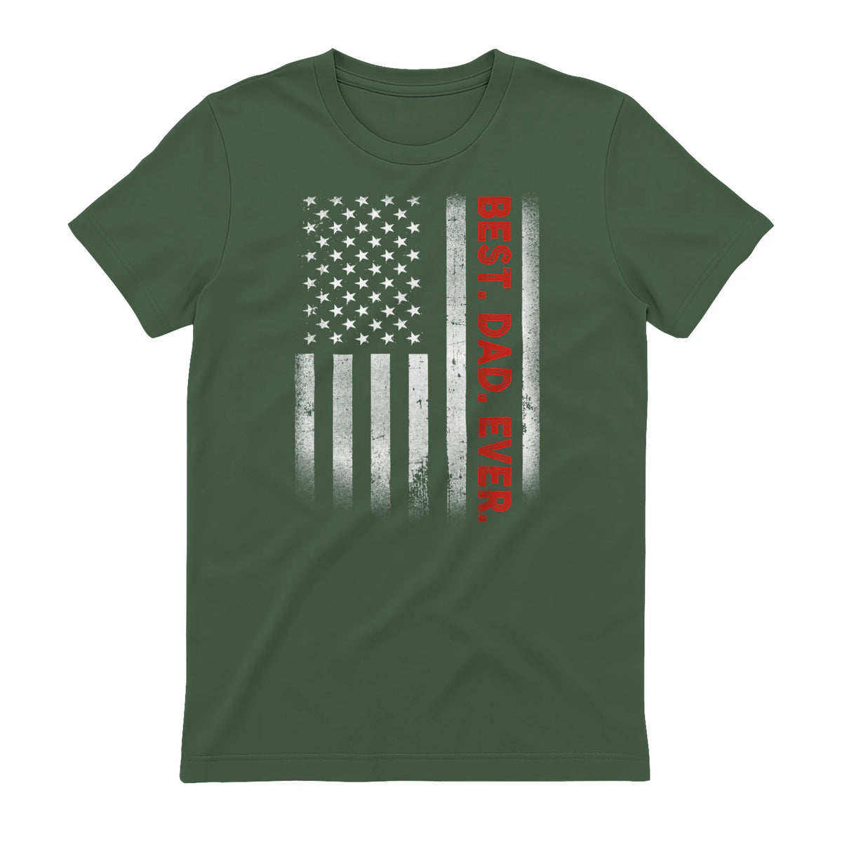Best Dad Ever With US American Flag Gift For Father's Day in Military Green - back view