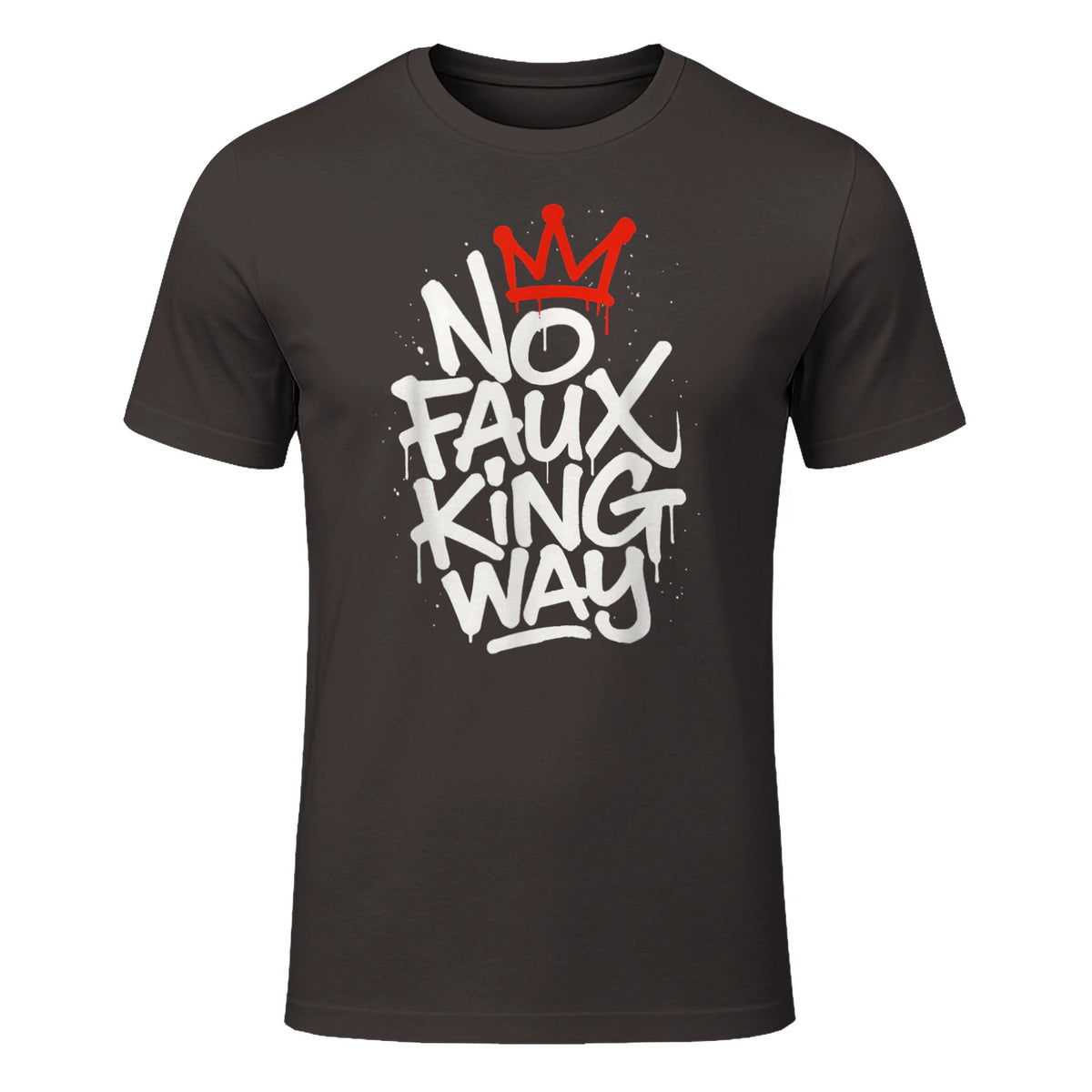 No Faux King Way T-Shirt in Dark Chocolate - front view
