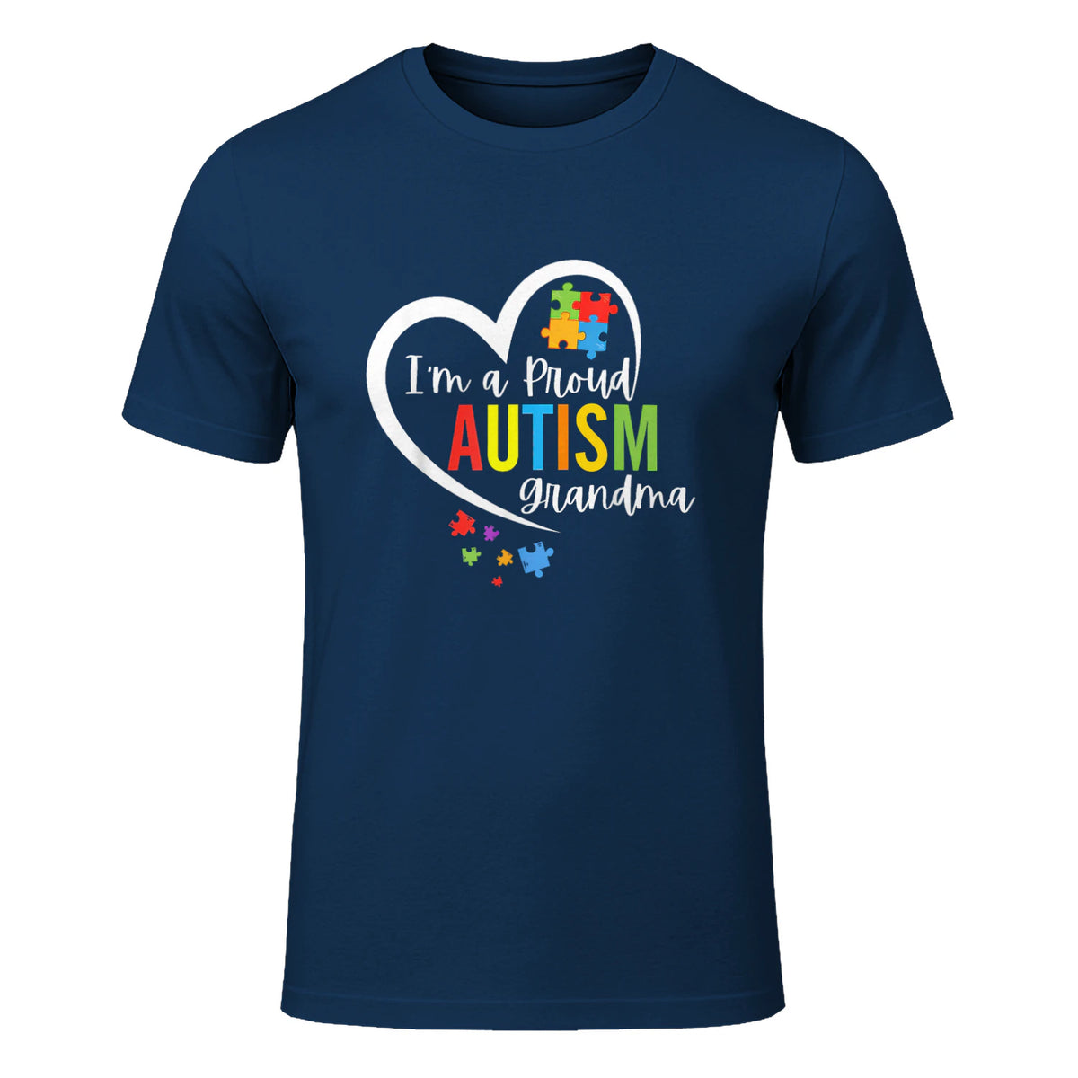 I'm A Proud Grandma Love Heart Autism Awareness Puzzle in Navy - front view