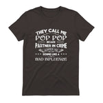Funny Pop Pop Dad Shirt Valentine Fathers Day Christmas in Dark Chocolate - back view