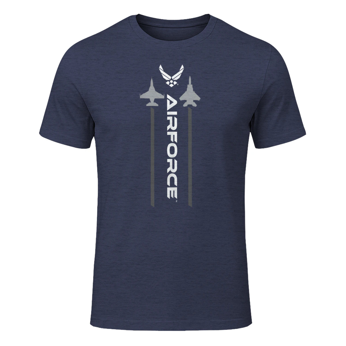 US Air Force with Logo T-Shirt in Heather Navy - front view