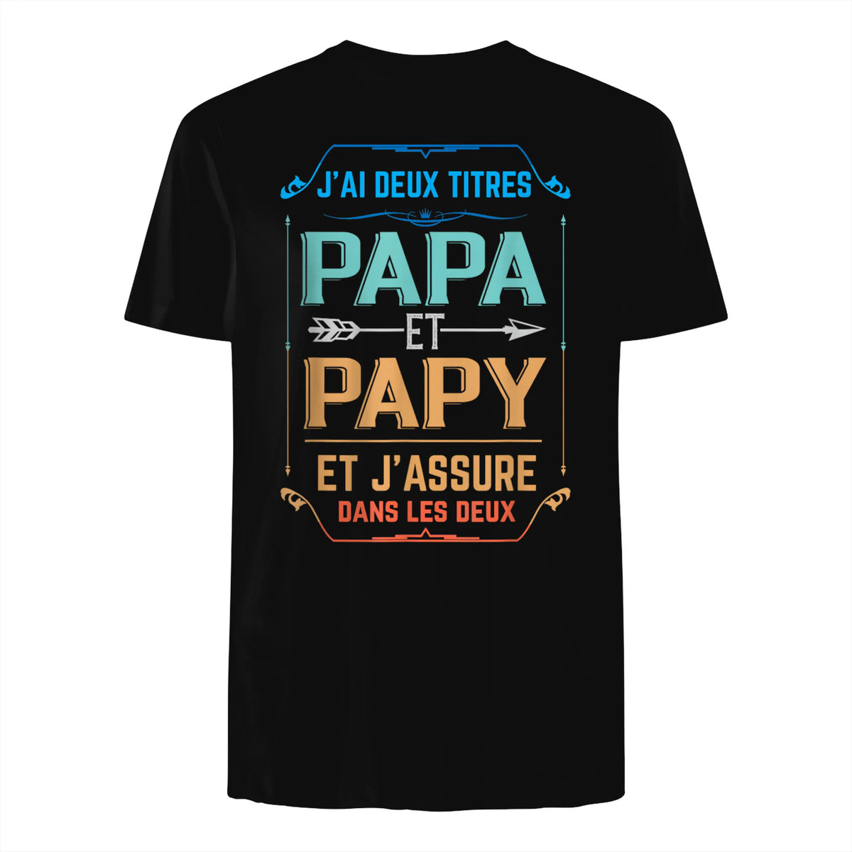 Deux Papa J'Ai et Papy Titres Grand Père in Black - back view