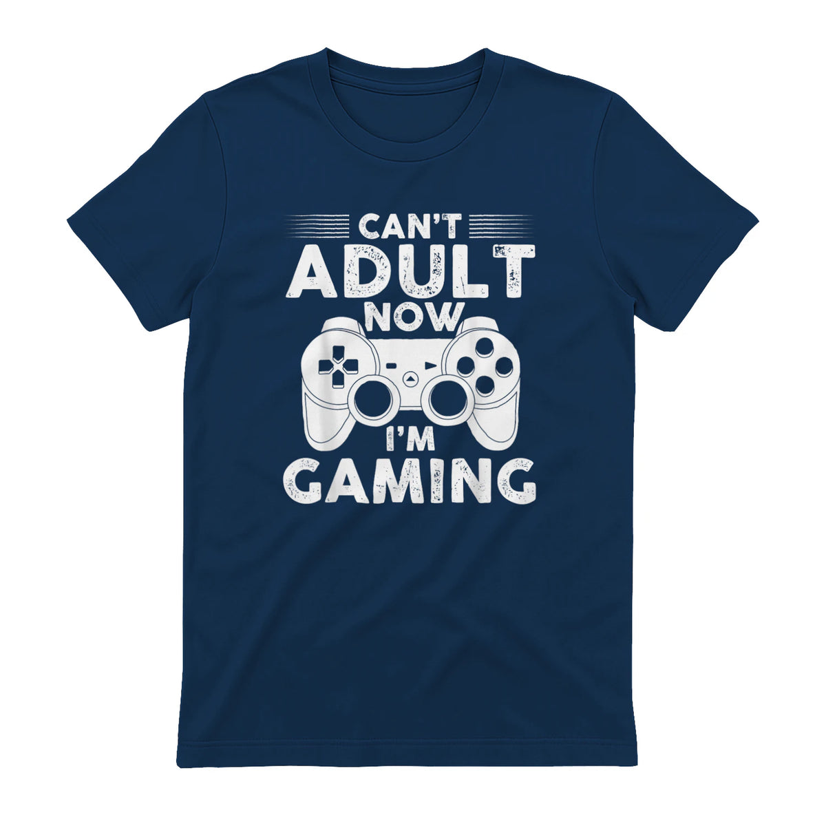 I Can't Adult Now I'm Gaming Gamer Console T-Shirt in Navy - back view