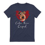 AIREDALE TERRIER Cuter Than Cupid Disant Saint Valentin in Heather Navy - back view