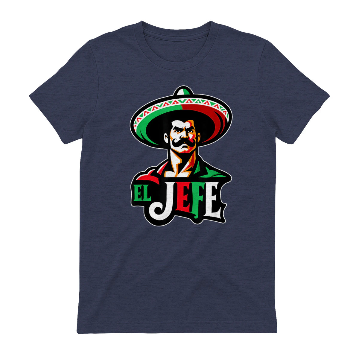 El Jefe Le Patron En Espagnol Drôle Phrase Mexicaine in Heather Navy - back view