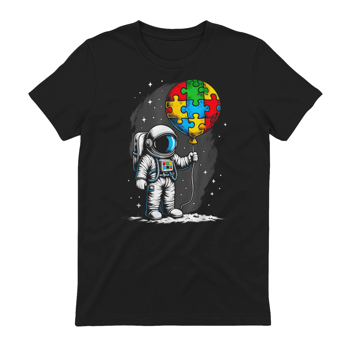 Astronaut Balloon Autism Awareness Space Autistic Kids Boys in Black - back view