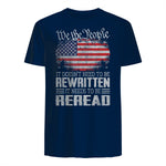 US Flag Constitution of The USA Needs to Be Reread T-Shirt in Navy - back view