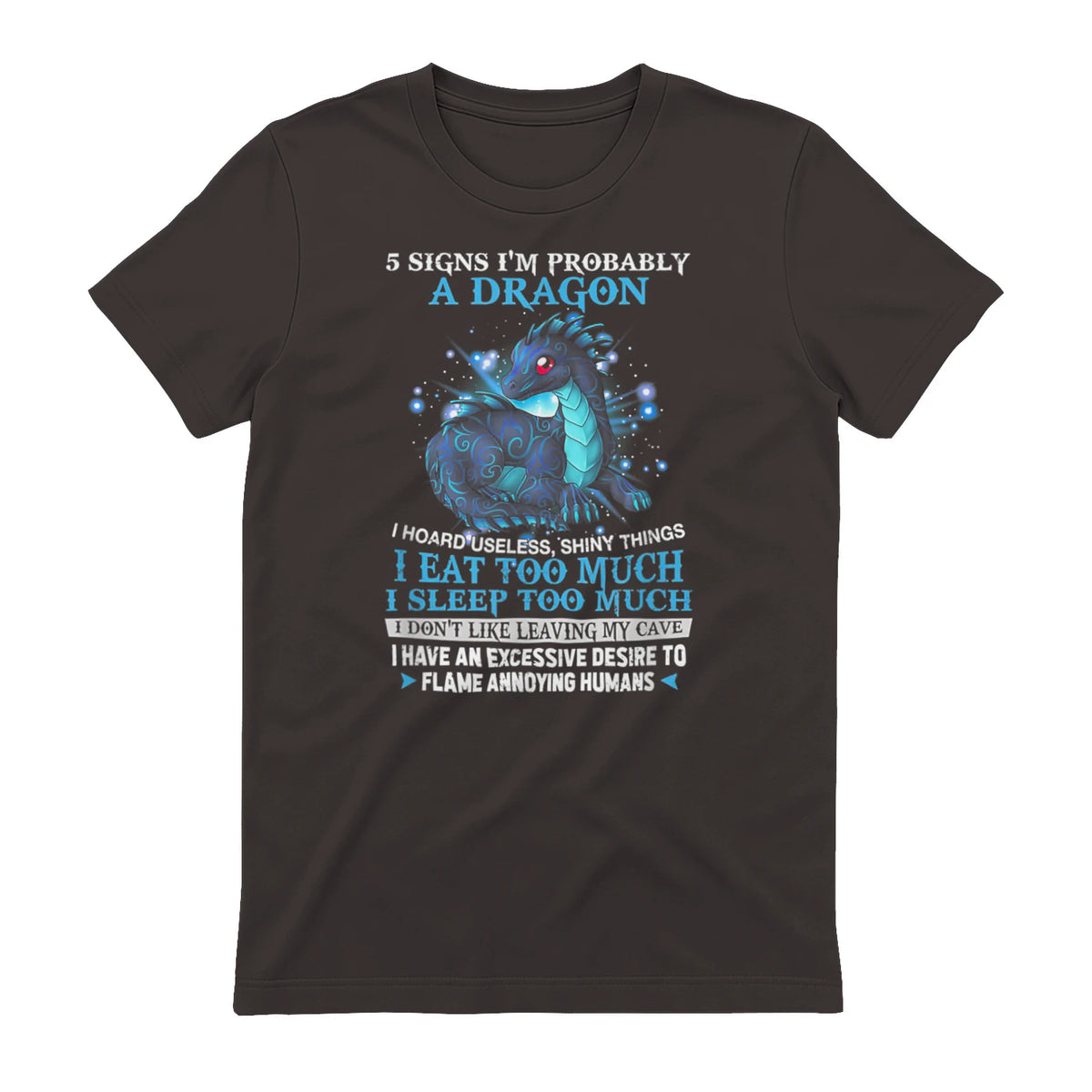 Five Signs I'm Probably a Dragon T-Shirt in Dark Chocolate - back view