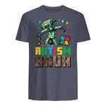 Autism Bruh Dab ASD Awareness Gamer Boys Kids Youth in Heather Navy - back view