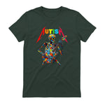 Autism Skeleton Guitar Player Rock Music Autism Awareness in Forest Green - back view