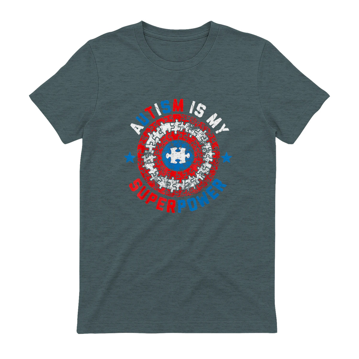 Autism is My Superpower Autism Awareness Autistic for Boys in Dark Heather - back view