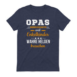 Opas Weil Enkelkinder Wahre Helden Brauchen Großvater Spruch in Heather Navy - back view