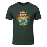 Nouveau Papa Parents Humour Gamer Nouvelle Naissance Annonce T-Shirt in Forest Green - front view