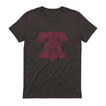 Philadelphia Street Map Liberty Bell Vintage Maroon Philly T-Shirt in Dark Chocolate - back view