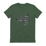 Dirt Bike American Flag T-Shirt Motocross Enduro Shirt T-Shirt in Military Green - back view