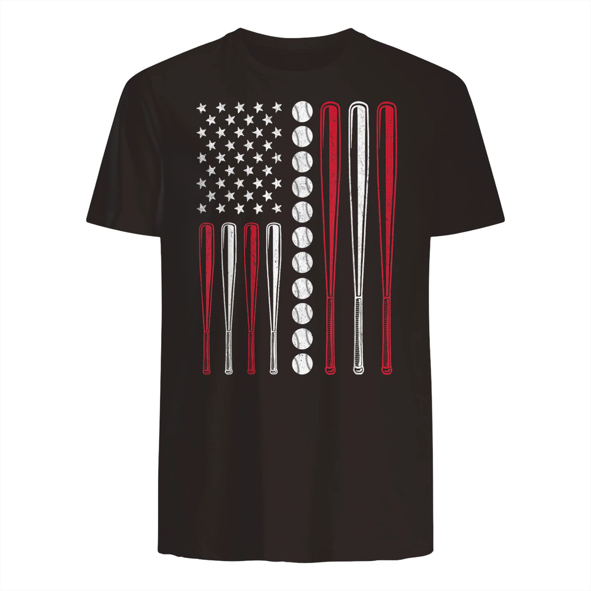 Patriotic Baseball Fourth of July USA Flag T-Shirt in Dark Chocolate - back view
