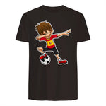 Dabbing Football Garçon Espagne Jersey, Espagnol Enfants Dab in Dark Chocolate - back view