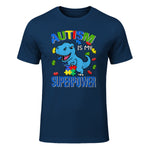 Kids Autism Awareness is My Superpower Boys in Navy - front view