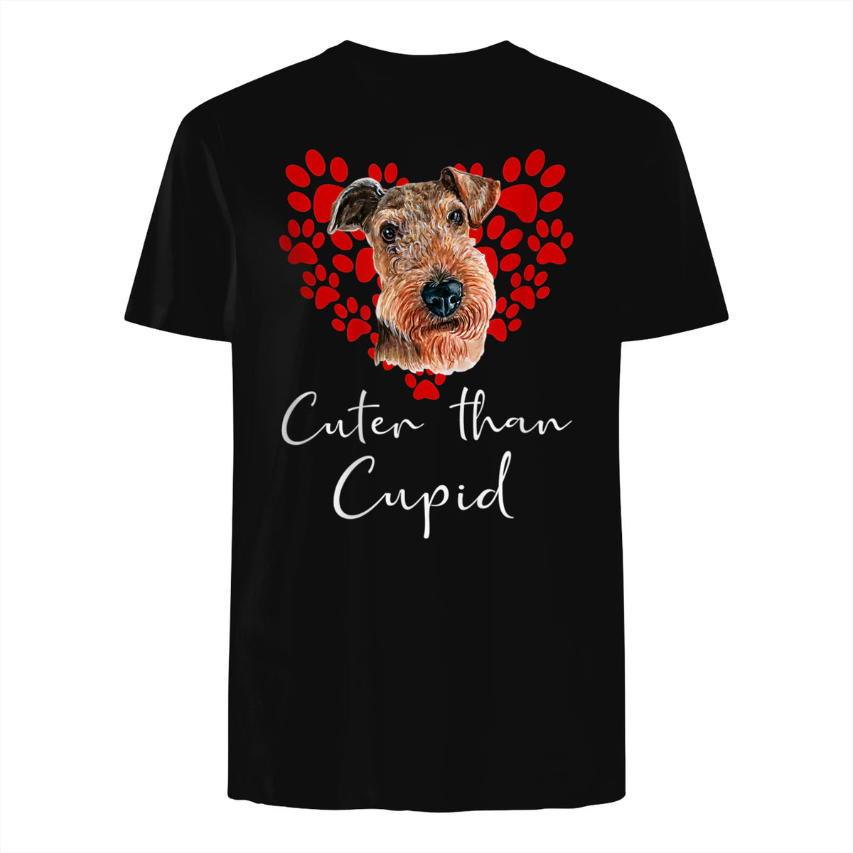 AIREDALE TERRIER Cuter Than Cupid Disant Saint Valentin in Black - back view