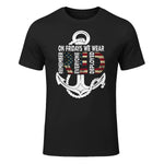 On Fridays We Wear Red Remember Everyone Deployed Navy T-Shirt in Black - front view