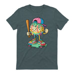 Baseball Drip for Boys Ice Cream Drip Baseball Sport T-Shirt in Dark Heather - back view
