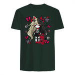 Chibi Kawaii Emo Pastel Goth Girl with Sad Bunny in Forest Green - back view