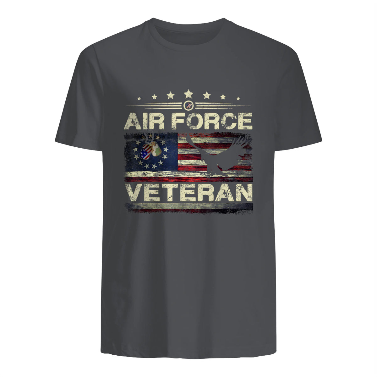 Veteran US Air Force TShirt - American Betsy Ross Flag T-Shirt in Charcoal - back view