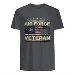 Veteran US Air Force TShirt - American Betsy Ross Flag T-Shirt in Charcoal - back view