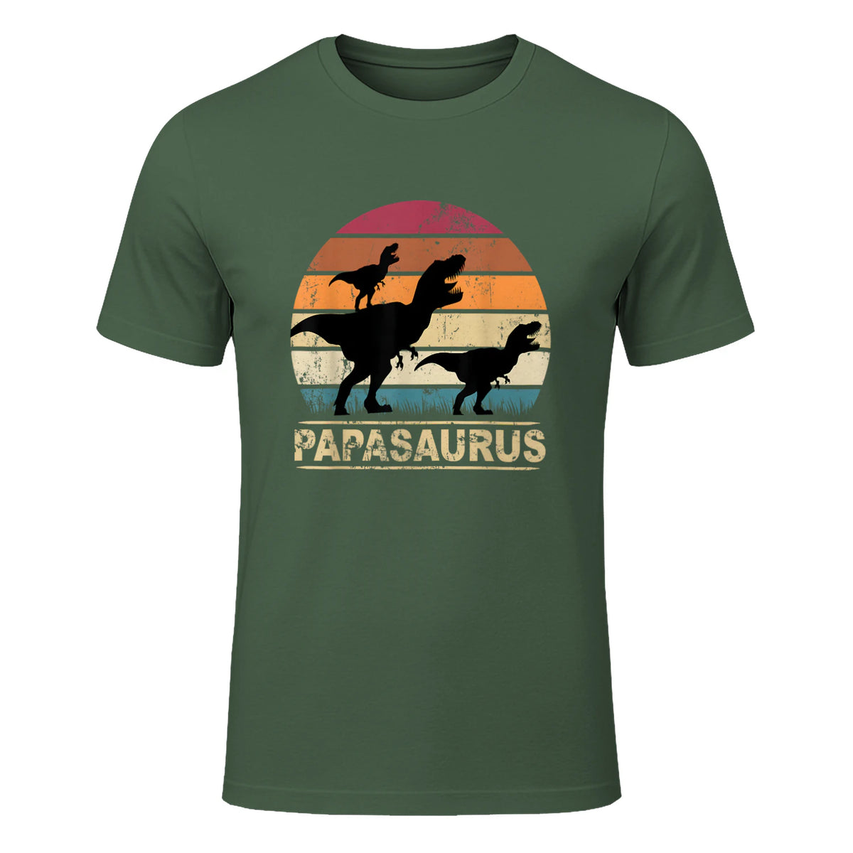 Papasaurus Dinosaurier Papa Tyrannosaurus Dino Doppelpack in Military Green - front view