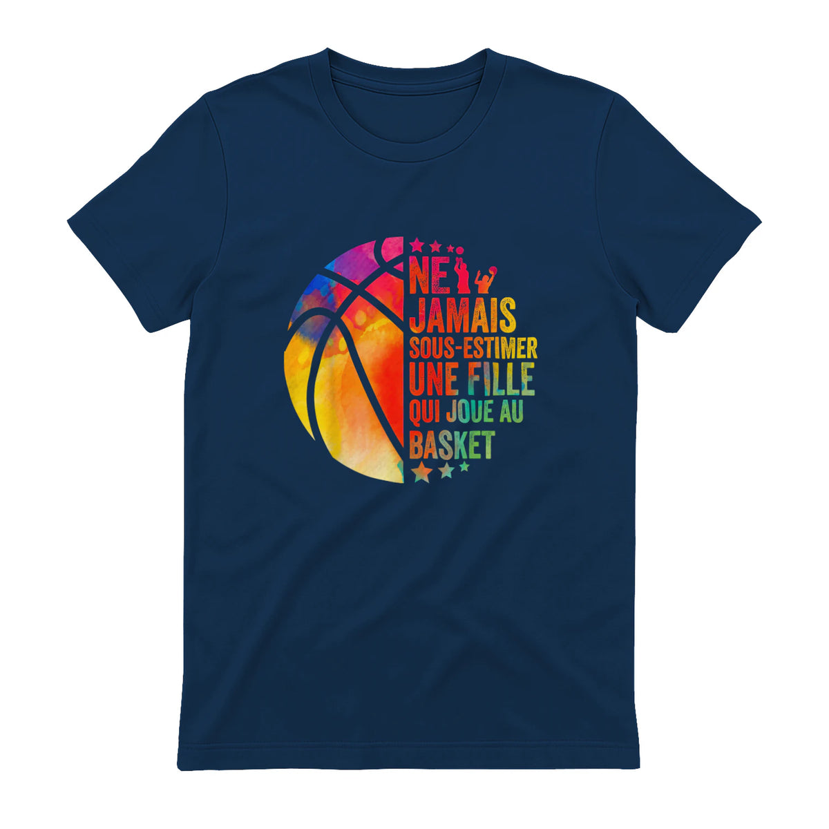 Drôle Basketball Une Fille Qui Joue Au Basket in Navy - back view