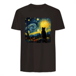 Starry Night Cat Lover T-Shirt in Dark Chocolate - back view