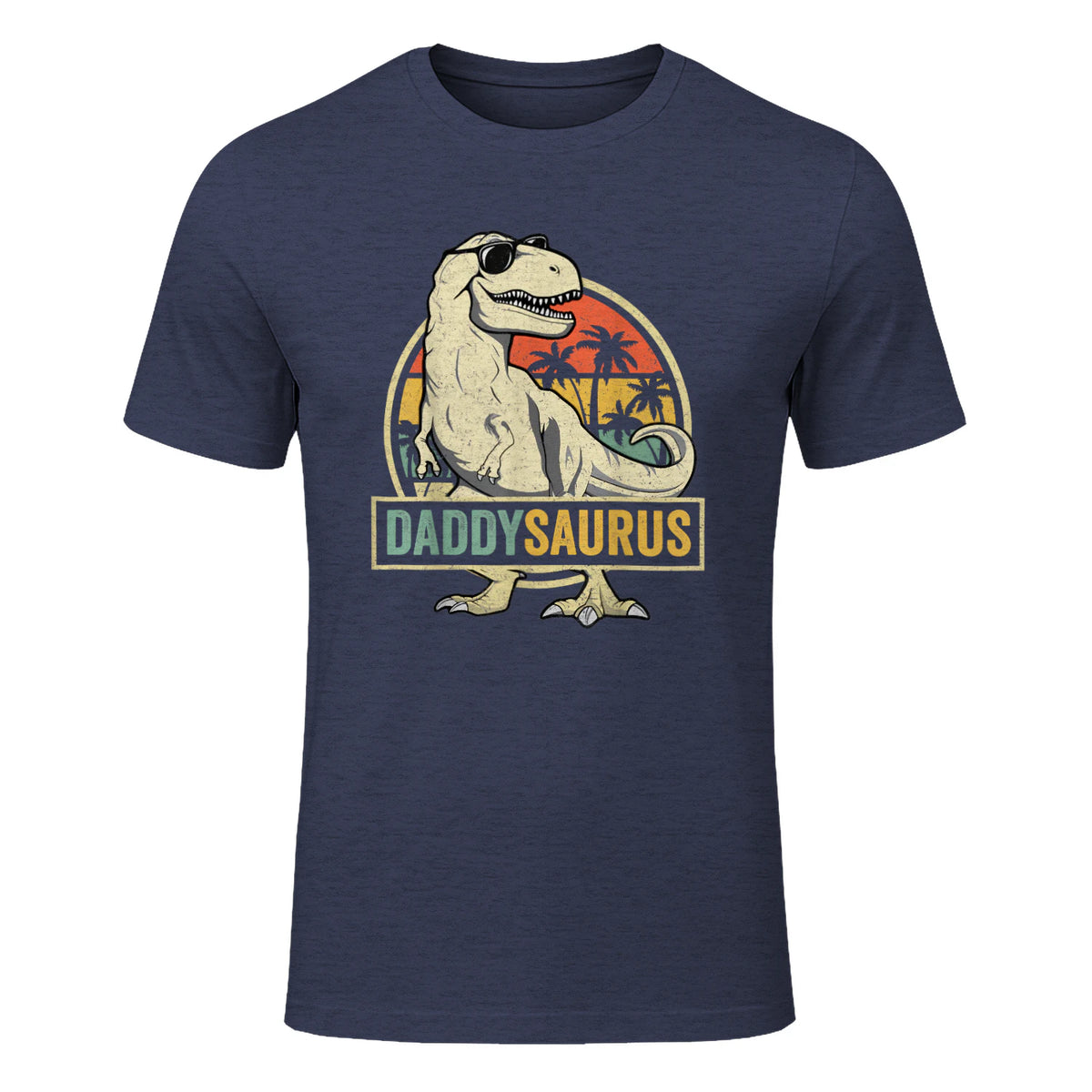 Daddysaurus T Rex Dinosaur Daddy Saurus Family Matching in Heather Navy - front view