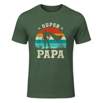Fête des Pères Meilleur Père Humour Retro Super Papa Parfait in Military Green - front view