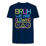 Bruh We are Glowing in My Glowing Era Hello Summer Vacation T-Shirt in Navy - back view