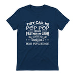 Funny Pop Pop Dad Shirt Valentine Fathers Day Christmas in Navy - back view