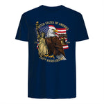 Patriotic Eagle Liberty Bell Anniversary T-Shirt in Navy - back view