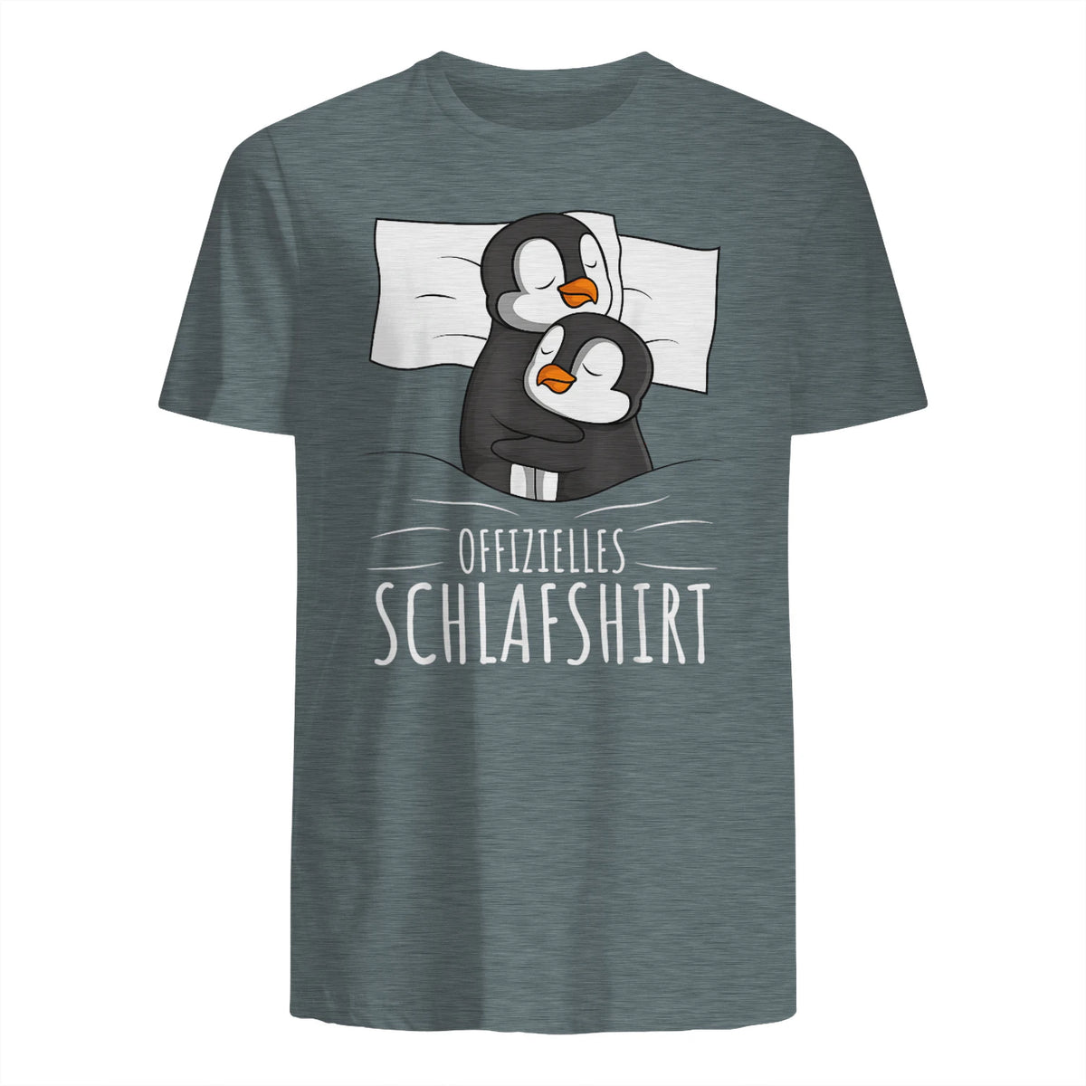 Offizielles Schlafshirt Pinguin Schlafanzug Penguin Kurzarm in Dark Heather - back view