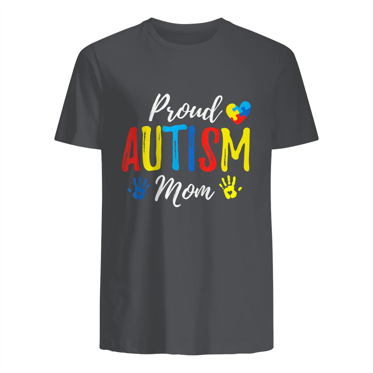 Proud Mom Autism Awareness Family Matching Shirt in Charcoal - back view