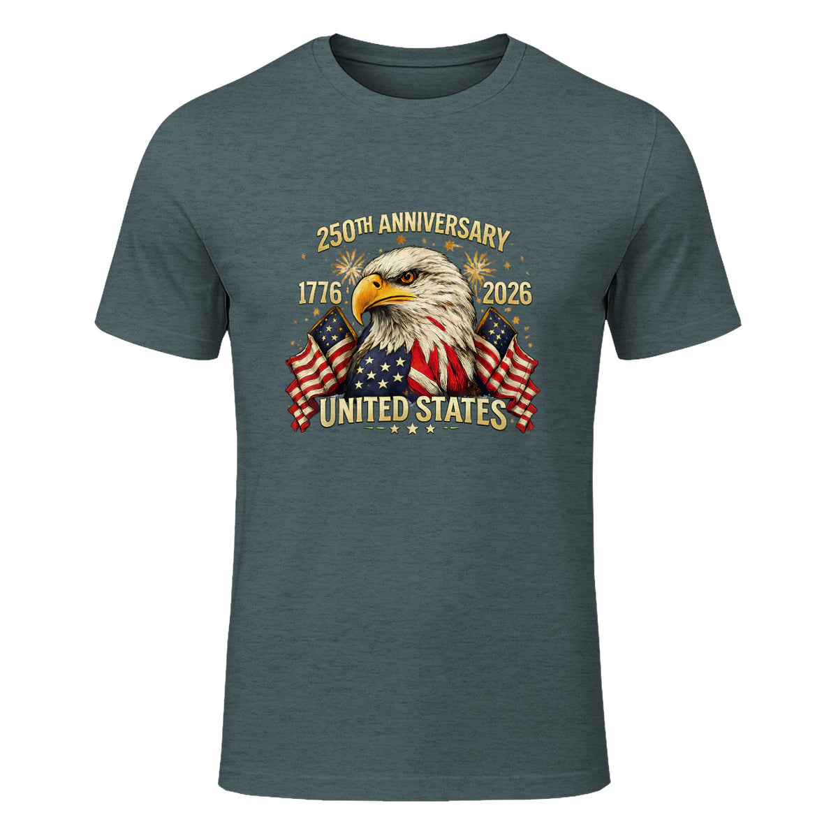 American Flag Anniversary T-Shirt in Dark Heather - front view