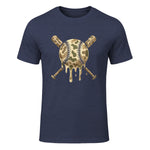 Baseball Drip Camo Baseball Bats Boys Sports Cool Game Day T-Shirt in Heather Navy - front view
